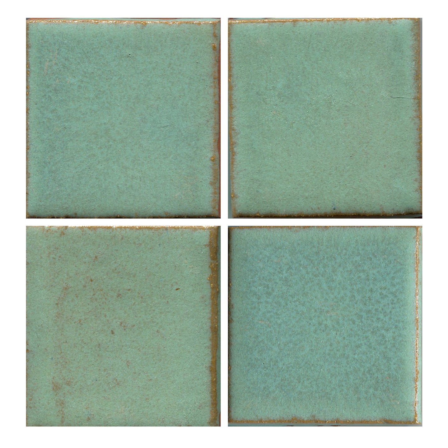 Copper patina 6x6 matte finish, transitioning in color from light green to turquoise.
